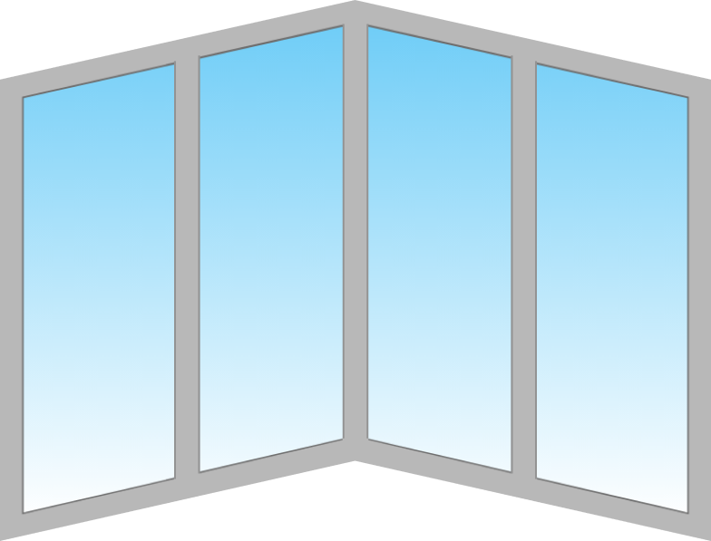 Эркерное угловое алюминиевое окно Aluvet Public