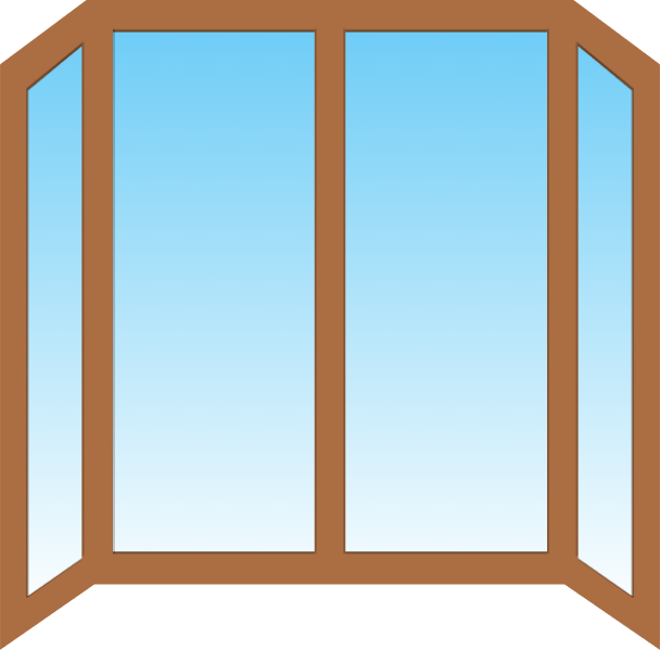 Эркерное прямоугольное деревянное окно  стандарт дуб