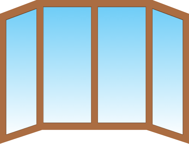 Эркерное трапециевидное деревянное окно  евро лиственница