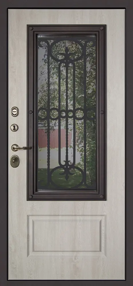 Стальная дверь Аляска с окном и лазерной резкой (терморазрыв)