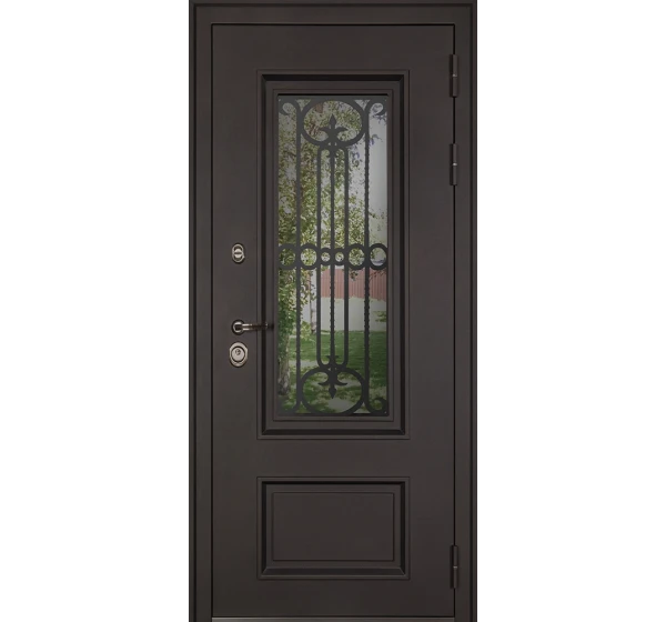 Стальная дверь Аляска с окном и лазерной резкой (терморазрыв)