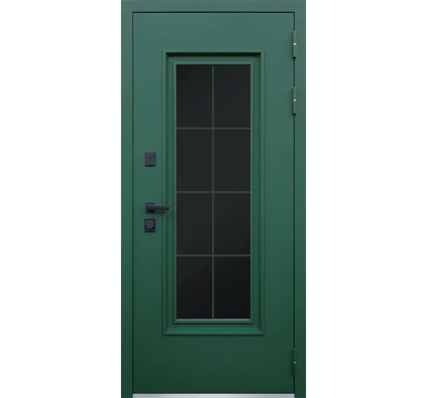 Стальная дверь Олимп с окном и английской решеткой (терморазрыв 3к)