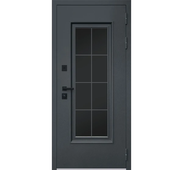 Стальная дверь Titanium с окном и английской решеткой (терморазрыв 3к)