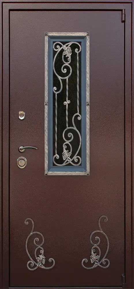 Стальная дверь Престиж С окном и ковкой