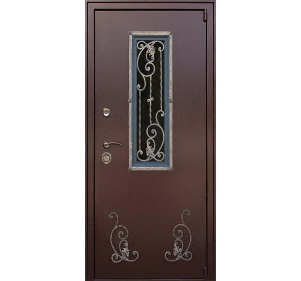 Стальная дверь Престиж С окном и ковкой