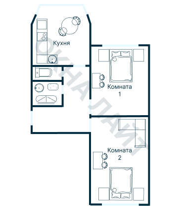 Остекление планировки 4922 дома П-44Т