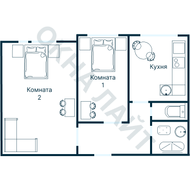 Остекление планировки 4927 дома П-44Т