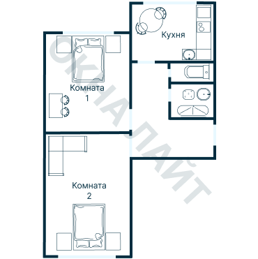 Остекление планировки 4929 дома П-44Т