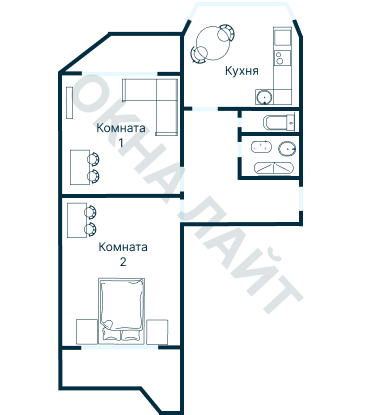 Остекление планировки 4935 дома П-44Т
