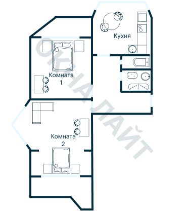 Остекление планировки 4938 дома П-44Т