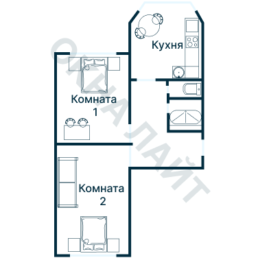 Остекление планировки 4943 дома П-44Т