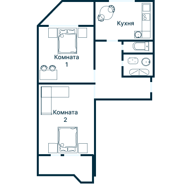Остекление планировки 4951 дома П-44Т