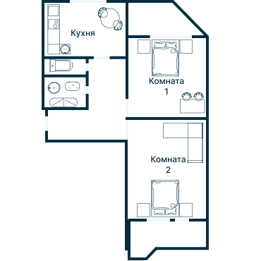 Остекление планировки 4952 дома П-44Т