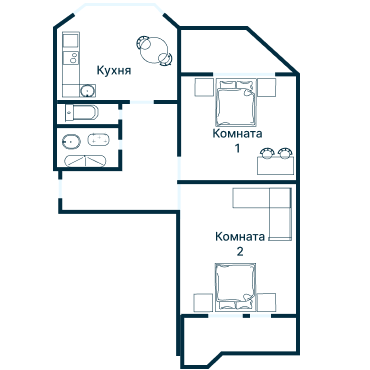 Остекление планировки 4953 дома П-44Т