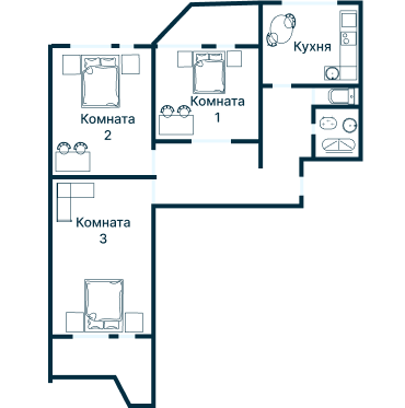 Остекление планировки 4967 дома П-44Т