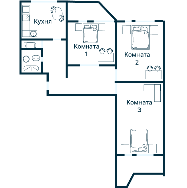Остекление планировки 4986 дома П-44Т