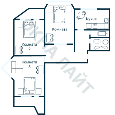 Остекление планировки 4998 дома П-44Т