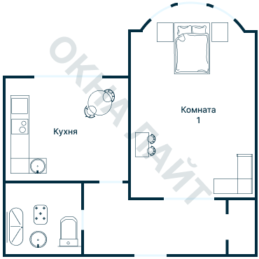 Остекление планировки 3487 дома П-44Т (кр)