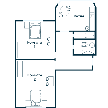 Остекление планировки 3499 дома П-44Т (кр)