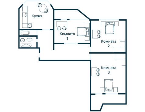 Остекление планировки 3524 дома П-44Т (кр)