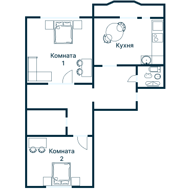 Остекление планировки 3529 дома П-44Т (кр)