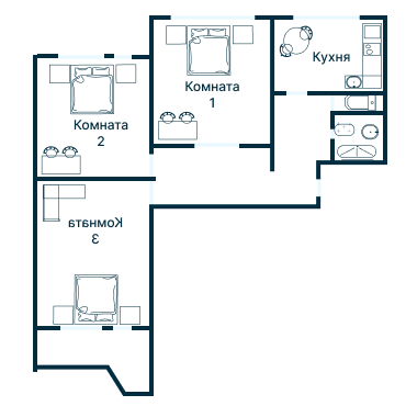 Остекление планировки 3535 дома П-44Т (кр)