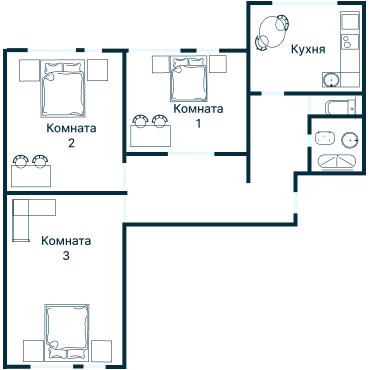 Остекление планировки 3538 дома П-44Т (кр)