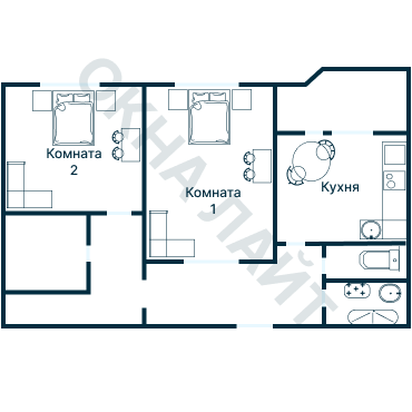 Остекление планировки 3540 дома П-44Т (кр)