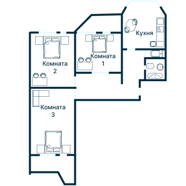 Остекление планировки 3545 дома П-44Т (кр)