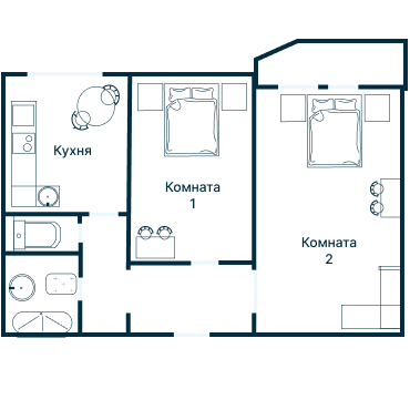 Остекление планировки 3567 дома П-44 (уго)