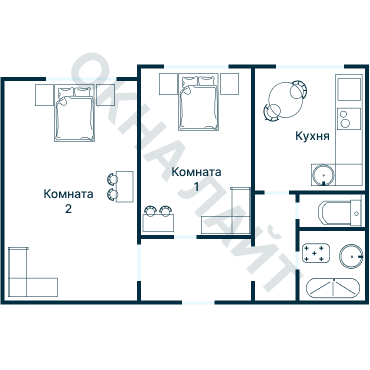 Остекление планировки 3571 дома П-44 (уго)