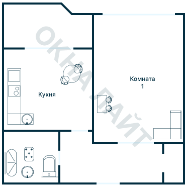 Остекление планировки 3581 дома П-44 (уго)