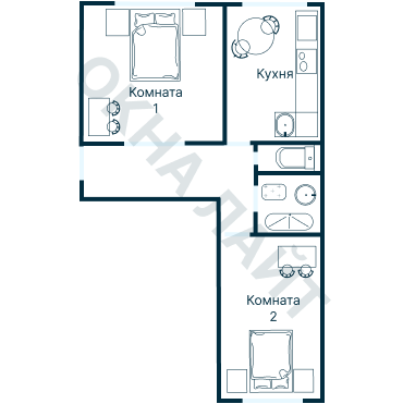 Остекление планировки 3641 дома П-46М