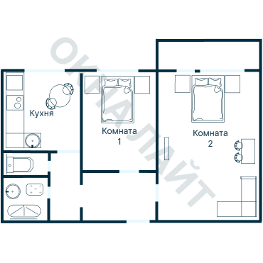 Остекление планировки 3643 дома П-46М