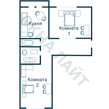 Остекление планировки 3653 дома П-46М