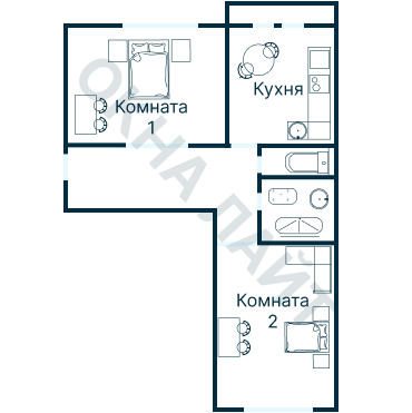 Остекление планировки 3656 дома П-46М