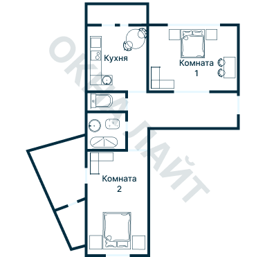 Остекление планировки 3659 дома П-46М