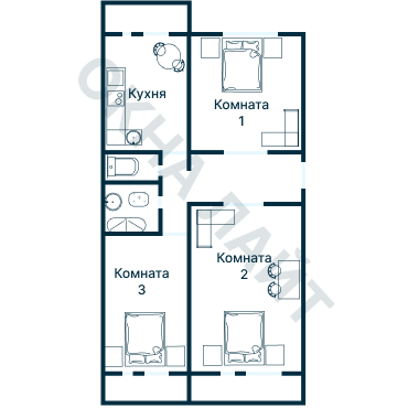 Остекление планировки 3677 дома П-46М