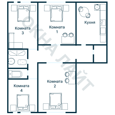 Остекление планировки 3683 дома П-46М