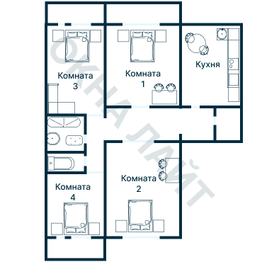 Остекление планировки 3685 дома П-46М