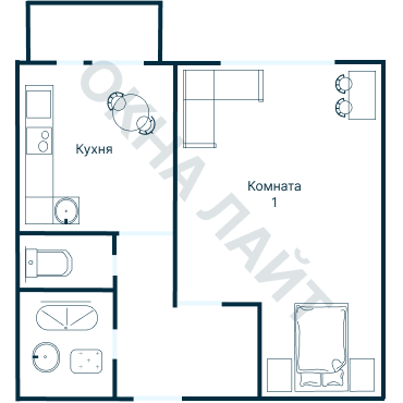 Остекление планировки 3695 дома П-55