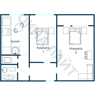 Остекление планировки 3698 дома П-55