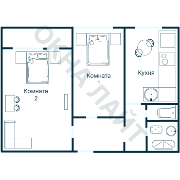 Остекление планировки 3706 дома П-55
