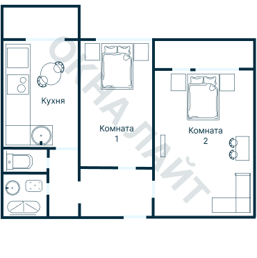 Остекление планировки 3709 дома П-55