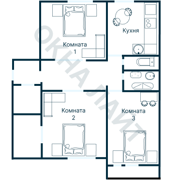 Остекление планировки 3715 дома П-55