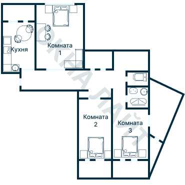 Остекление планировки 3740 дома П-55