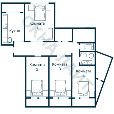 Остекление планировки 3762 дома П-55
