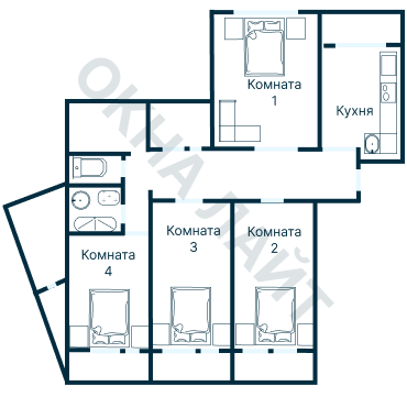 Остекление планировки 3765 дома П-55