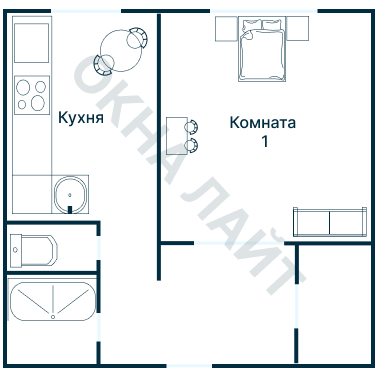 Остекление планировки 3829 дома П-55М