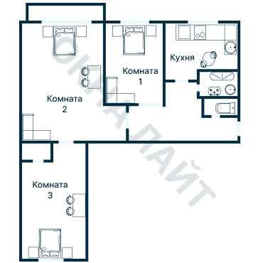 Остекление планировки 3854 дома П-55М